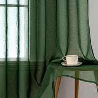 MIULEE Sötétzöld Fényáteresztő Függöny Szett, 2 db Voile Függöny Nappali és Hálószoba Dekorációhoz, Átlátszó Poliészter, 140 x 260 cm 3