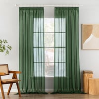 MIULEE Sötétzöld Fényáteresztő Függöny Szett, 2 db Voile Függöny Nappali és Hálószoba Dekorációhoz, Átlátszó Poliészter, 140 x 260 cm 1