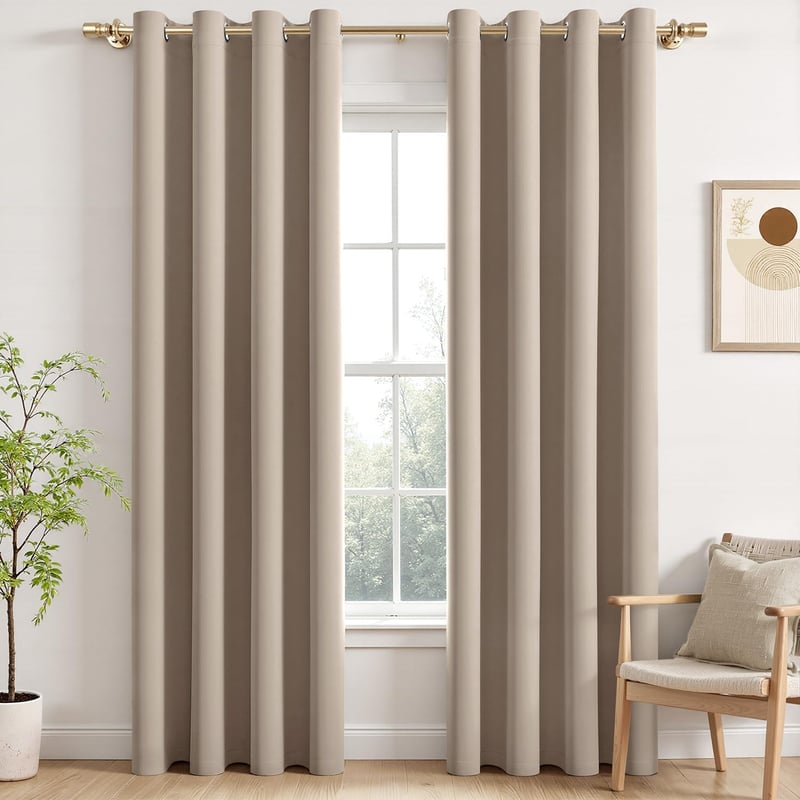 MIULEE Taupe Sötétítő Függöny Szett 2db 225x140cm Hőszigeteléses - 140x225cm, Taupe