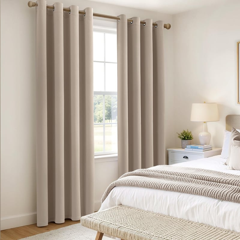 MIULEE Taupe Sötétítő Függöny Szett 2db 225x140cm Hőszigeteléses - 140x225cm, Taupe
