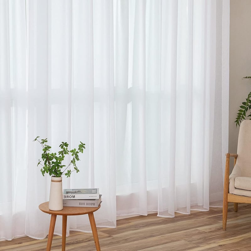 MIULEE Voile Függöny Szemcsés Fehér 140x280cm 4db Hálószoba Nappali