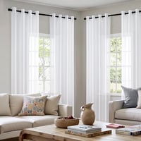 MIULEE Voile Függöny Szemcsés Fehér 140x280cm 4db Hálószoba Nappali 1