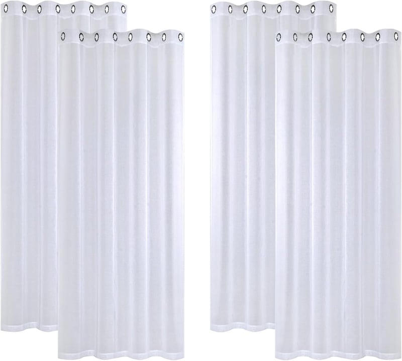 MIULEE Voile Függöny Szemcsés Fehér 140x280cm 4db Hálószoba Nappali