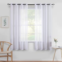 MIULEE Voile függöny szövetgyűrűvel, fehér, 140x160 cm, 2 darab 1