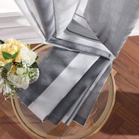MIULEE Voile Függöny Szürke-Fehér Csíkos 140x225cm 2db Szalagos Átlátszó - 225x140, Grey and White Stripes 4