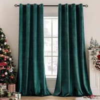 MIULEE Zöld bársony sötétítő függöny szemelékekkel 140x260 cm, 2 db, dekoráció hálószobába nappaliba 1