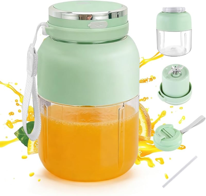 MIUUIPI hordozható turmixpalack, 1300 ml, vezeték nélküli, újratölthető - világoszöld