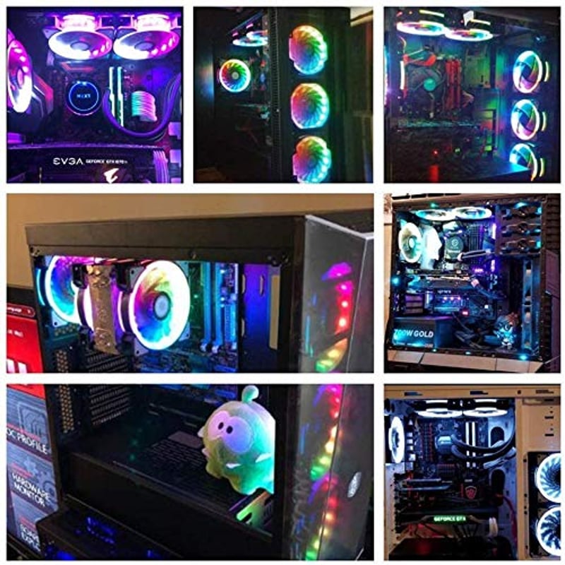 MIWATT RGB LED Ventilátor 120mm Számítógép Ház Hűtő Csendes Távirányítós Színváltós 6 Darabos Csomag