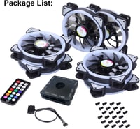 MIWATT RGB LED Ventilátor 120mm Számítógép Ház Hűtő Csendes Távirányítós Színváltós 6 Darabos Csomag 6