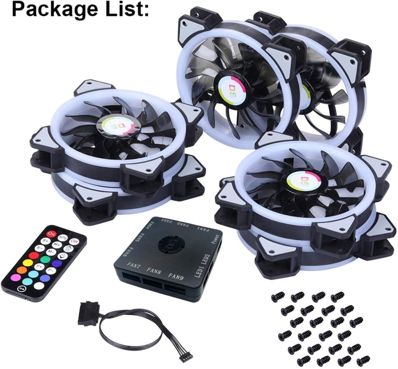 MIWATT RGB LED Ventilátor 120mm Számítógép Ház Hűtő Csendes Távirányítós Színváltós 6 Darabos Csomag