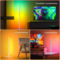 Lampadar LED RGBIC MIWATT 140 cm, reglabil prin aplicație, înălțime ajustabilă, 16 milioane de culori, 300 de scene, pentru sufragerie, sincronizare cu muzica, 2 bucăți 4