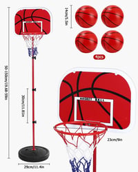 Detský basketbalový kôš Mixara so stojanom, nastaviteľná výška 50-150 cm — Iba 1 kus, bez lopty (stav: pozri 2. obrázok) 4