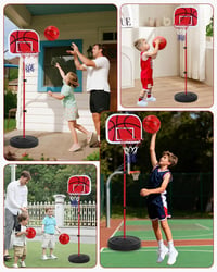 Detský basketbalový kôš Mixara so stojanom, nastaviteľná výška 50-150 cm — Iba 1 kus, bez lopty (stav: pozri 2. obrázok) 8