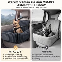 Scaun auto pentru câini MIXJOY, pentru câini de talie mică și medie, lavabil, cu lesă de siguranță inclusă, umplutură groasă din spumă cu memorie, pentru bancheta din spate și scaunul din față, gri 3