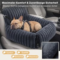 Scaun auto pentru câini MIXJOY, pentru câini de talie mică și medie, lavabil, cu lesă de siguranță inclusă, umplutură groasă din spumă cu memorie, pentru bancheta din spate și scaunul din față, gri 5