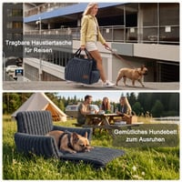 Scaun auto pentru câini MIXJOY, pentru câini de talie mică și medie, lavabil, cu lesă de siguranță inclusă, umplutură groasă din spumă cu memorie, pentru bancheta din spate și scaunul din față, gri 7