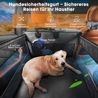 Husă auto impermeabilă antiderapantă MIXJOY pentru bancheta din spate, pentru câini de talie medie și mare, cu 4 chingi de fixare, negru 6