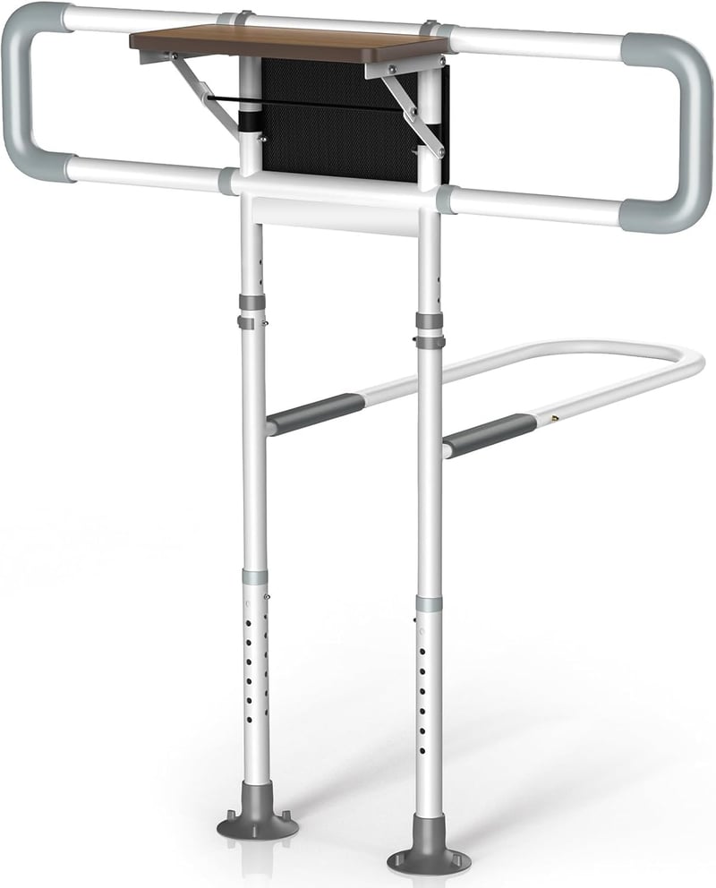 Mixoo Felállást Segítő Ágy Asztal Nélkül, Állítható Fogantyúval, Időseknek és Terheseknek, 150 kg Terhelhetőség, Fehér