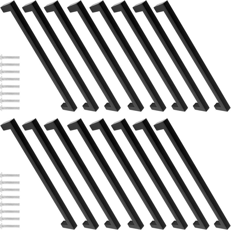 MIYUANGKJ 12 db Fekete Bútorfogantyú Szett 192 mm - Rozsdamentes Acél Konyhai Fiók Fogantyúk 24 Csavarral - Szekrény, Bútor Ajtó Fogantyú