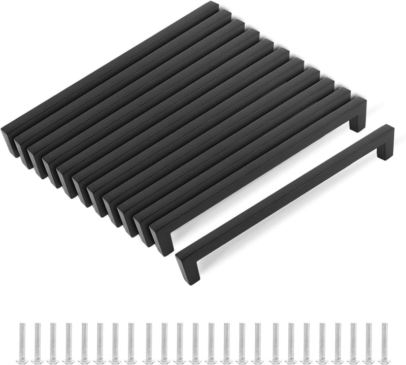 MIYUANGKJ 12 db Fekete Bútorfogantyú Szett 192 mm - Rozsdamentes Acél Konyhai Fiók Fogantyúk 24 Csavarral - Szekrény, Bútor Ajtó Fogantyú