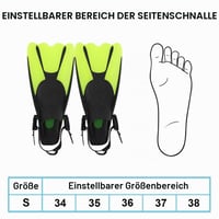 mizikuu šnorchlovacie plutvy, nastaviteľné plavecké plutvy veľkosť 34-38 pre deti a dospelých, otvorená päta, krátke potápačské plutvy, unisex, zelené 7