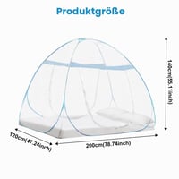 mizikuu Moskytiéra na posteľ, vyskakovací stan proti hmyzu s dvoma dverami 120x200 cm, prenosná skladacia moskytiéra s hustou sieťkou na kempovanie a do spálne, modrý lem 7