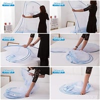 mizikuu Moskytiéra na posteľ, vyskakovací stan proti hmyzu s dvoma dverami 120x200 cm, prenosná skladacia moskytiéra s hustou sieťkou na kempovanie a do spálne, modrý lem 6