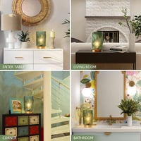 Lampă de masă decorativă MJ PREMIER din sticlă verde, fără fir, cu temporizator, pe baterii, portabilă, pentru dormitor și sufragerie 6