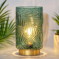 Lampă de masă decorativă MJ PREMIER din sticlă verde, fără fir, cu temporizator, pe baterii, portabilă, pentru dormitor și sufragerie 1