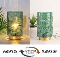 Lampă de masă decorativă MJ PREMIER din sticlă verde, fără fir, cu temporizator, pe baterii, portabilă, pentru dormitor și sufragerie 2