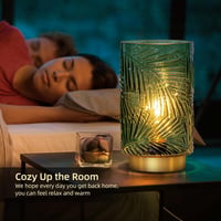 Lampă de masă decorativă MJ PREMIER din sticlă verde, fără fir, cu temporizator, pe baterii, portabilă, pentru dormitor și sufragerie 3