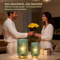 Lampă de masă decorativă MJ PREMIER din sticlă verde, fără fir, cu temporizator, pe baterii, portabilă, pentru dormitor și sufragerie 4