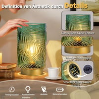 Lampă de masă decorativă MJ PREMIER din sticlă verde, fără fir, cu temporizator, pe baterii, portabilă, pentru dormitor și sufragerie 8