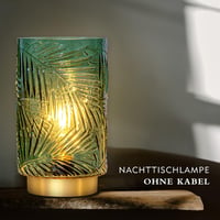 Lampă de masă decorativă MJ PREMIER din sticlă verde, fără fir, cu temporizator, pe baterii, portabilă, pentru dormitor și sufragerie 5
