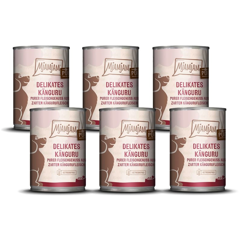 MjAMjAM Premium Mokra hrana za pse - Čisto meso klokana, bez žitarica, s dodatnim udjelom mesa, 6 x 400 g