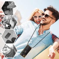 Silikónový kryt na iPhone 12 so šnúrkou na krk - Dizajn Heart Love galvanizovaný - Retiazkový kryt na telefón pre ženy a dievčatá - Čierna a zlatá 3