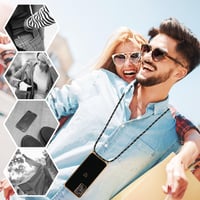 Silikónové puzdro na Xiaomi Redmi Note 11 Pro 5G s popruhom na krk – dizajn srdce Love, galvanizované – čierno-zlaté – dámsky kryt na telefón s retiazkou 4