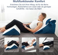 MKS Ék alakú ergonomikus párnaszett 4 db kék, 12 az 1-ben többfunkciós, levehető és mosható huzattal alváshoz és olvasáshoz 2