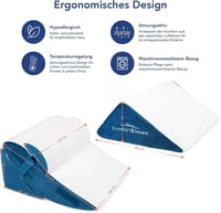 MKS Ék alakú ergonomikus párnaszett 4 db kék, 12 az 1-ben többfunkciós, levehető és mosható huzattal alváshoz és olvasáshoz 3
