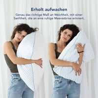 Pernă cu spumă cu memorie MKS 80x80 cm - Pernă moale cu gel pentru dormit pe lateral, cu design ergonomic tip nor și husă detașabilă 6