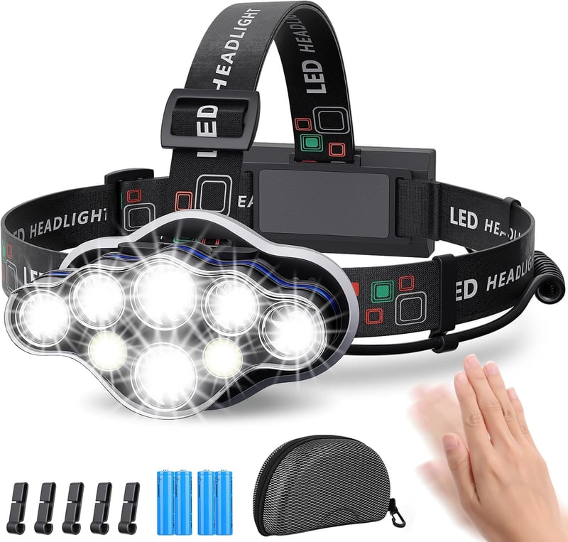 MLIAIMCE 18000 Lumens LED fejlámpa 8 üzemmód USB töltős vízálló horgászat kamp