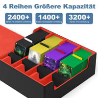 Mlikero kutija za pohranu karata za 2400+ karata, magnetska kutija za špil s 10 pregrada i 4 pjenasta graničnika, kožna kutija za Commander špilove za MTG i TCG, 4 reda, crno-crvena 5