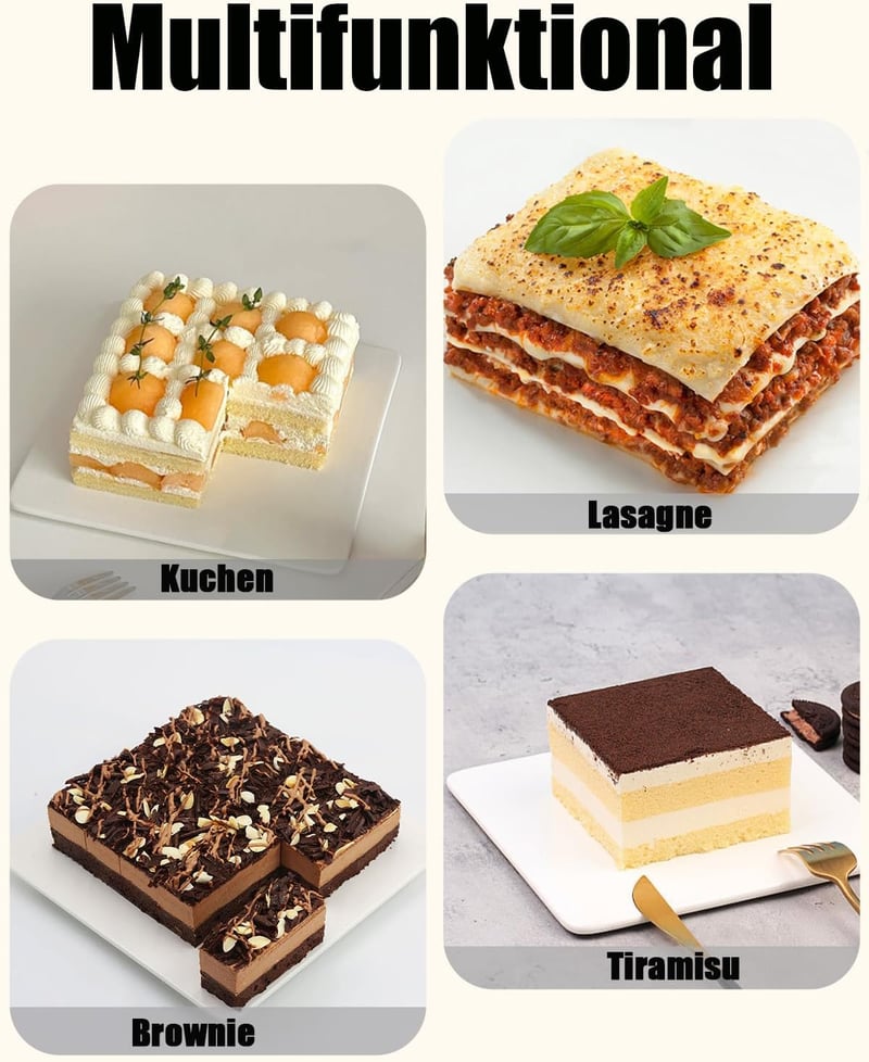 Mlying 4 darabos szilikon sütőforma szett négyzet alakú, brownie és torta sütéshez, piros fehér lila zöld