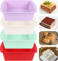 Mlying 4 darabos szilikon sütőforma szett négyzet alakú, brownie és torta sütéshez, piros fehér lila zöld 1