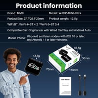 Bezdrôtový adaptér MMB CP-Ultra 2026 pre CarPlay, 2 v 1 pre iPhone a Android Auto, Wi-Fi 6, Bluetooth 5.4 8
