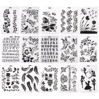 MMBOX set od 15 višekratnih šablona - Slova, cvijeće, leptiri - DIY šablone za crtanje formata A4 za umjetnike 1