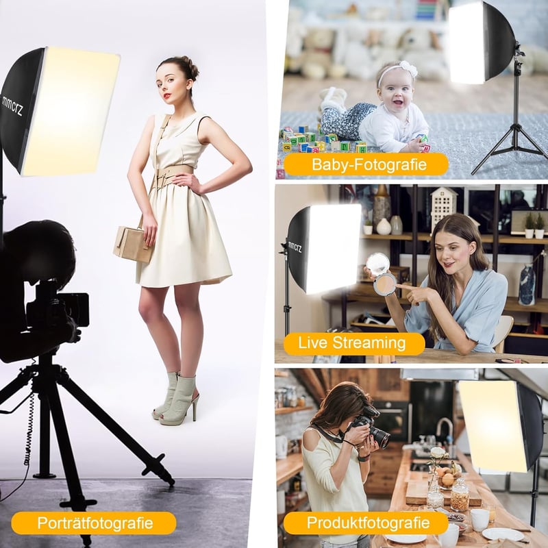 mmcrz 2db Profi Softbox Szett 40x40cm 85W LED Lámpa Fotózáshoz Videózáshoz