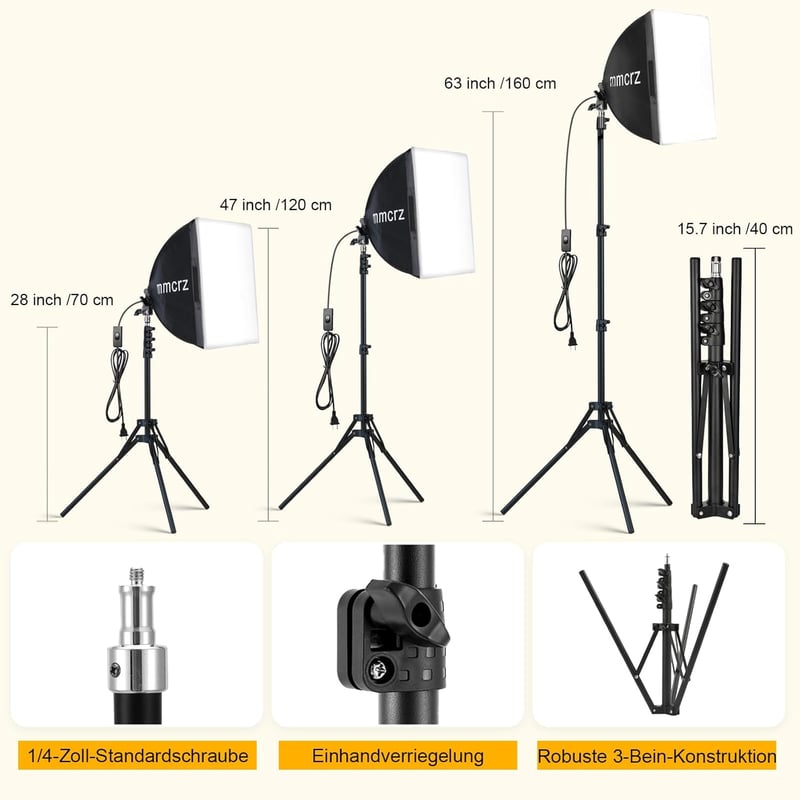 mmcrz 2db Profi Softbox Szett 40x40cm 85W LED Lámpa Fotózáshoz Videózáshoz