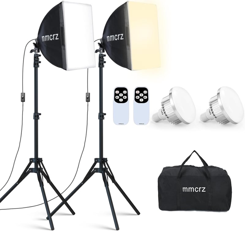 mmcrz 2db Profi Softbox Szett 40x40cm 85W LED Lámpa Fotózáshoz Videózáshoz