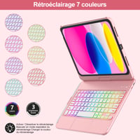 Puzdro s klávesnicou MMK pre iPad 10. generácie 10,9" (2022/2023), otočné o 360°, podsvietenie, touchpad, držiak na ceruzku, ružové zlato 3